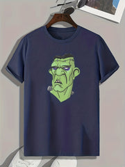 Funny Cartoon Print Men's Graphic T-shirt for Summer