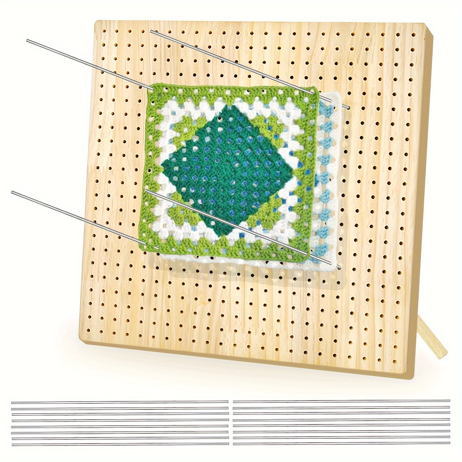 Large Rubber Wooden Crochet Blocking Board Set with 20 Pins