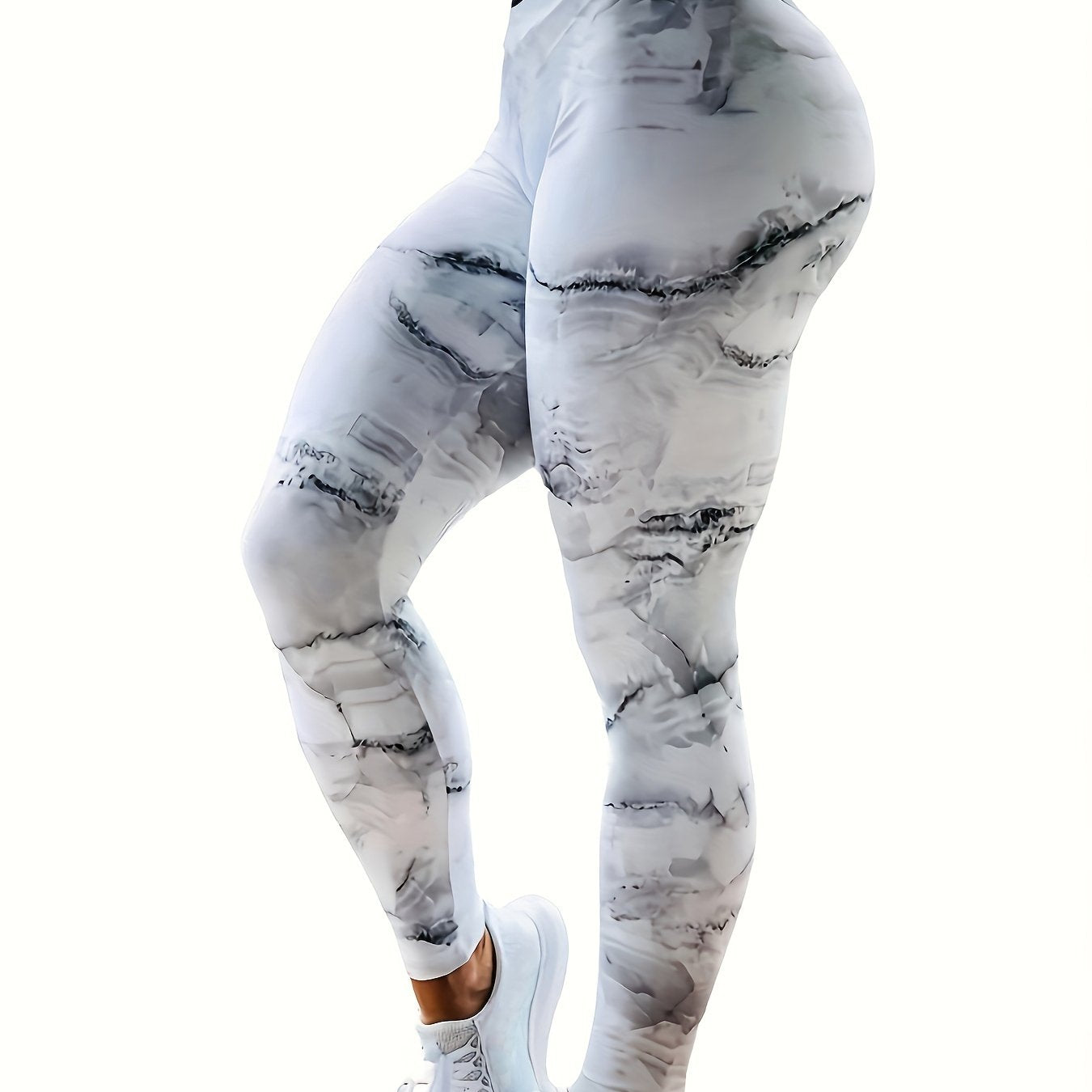 Marble Print Yoga Leggings High Waist Fitness Sports Pants