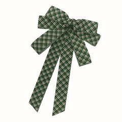Green Plaid Bow Tie Three Layer Brooch Neck Ties