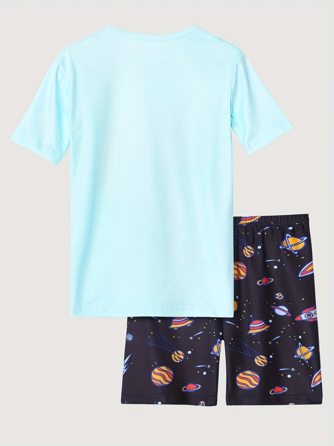 Kids Astronaut Print Pajama Set Short Sleeve Top & Shorts