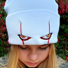 Scary Eyes Embroidery Beanie Horror Elastic Knit Hat Hip Hop