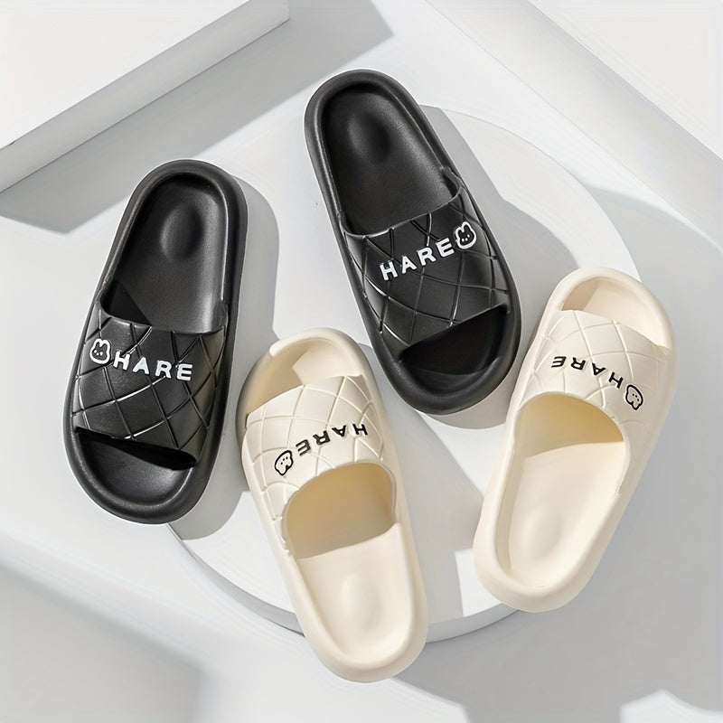 Letter Pattern Slippers Casual Solid Open Toe Soft Sole Shoes