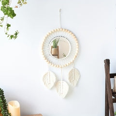 Boho Macrame Hanging Wall Mirror - Round Mirror Art