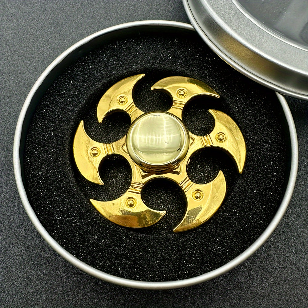 Golden Zinc Alloy Fidget Spinner for Relaxation & Focus