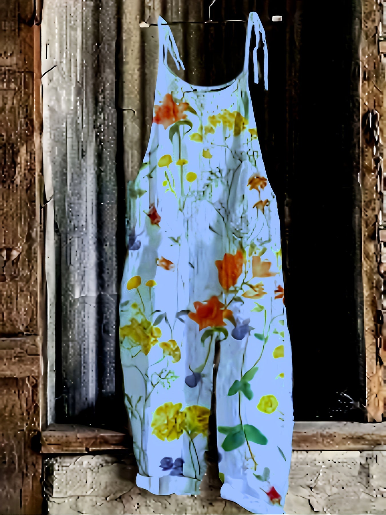 Floral Print Tie Shoulder Jumpsuit