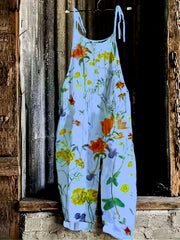Floral Print Tie Shoulder Jumpsuit