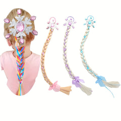 Snowflake Braid Hair Wigs with Hair Tie for Girls Princess