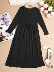 Long Sleeve Pockets Maxi Dress Girls Spring Fall Casual Dress