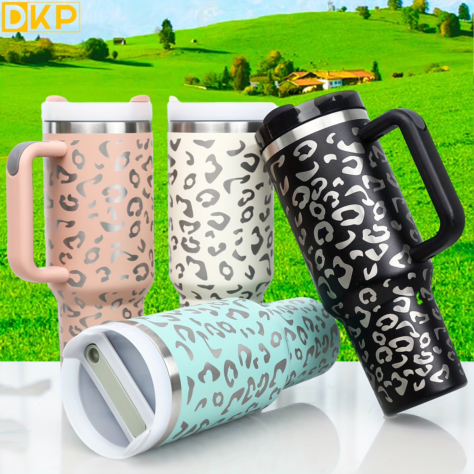 Leopard Print Stainless Steel Insulated Tumbler - 40oz Leakproof Car Cup