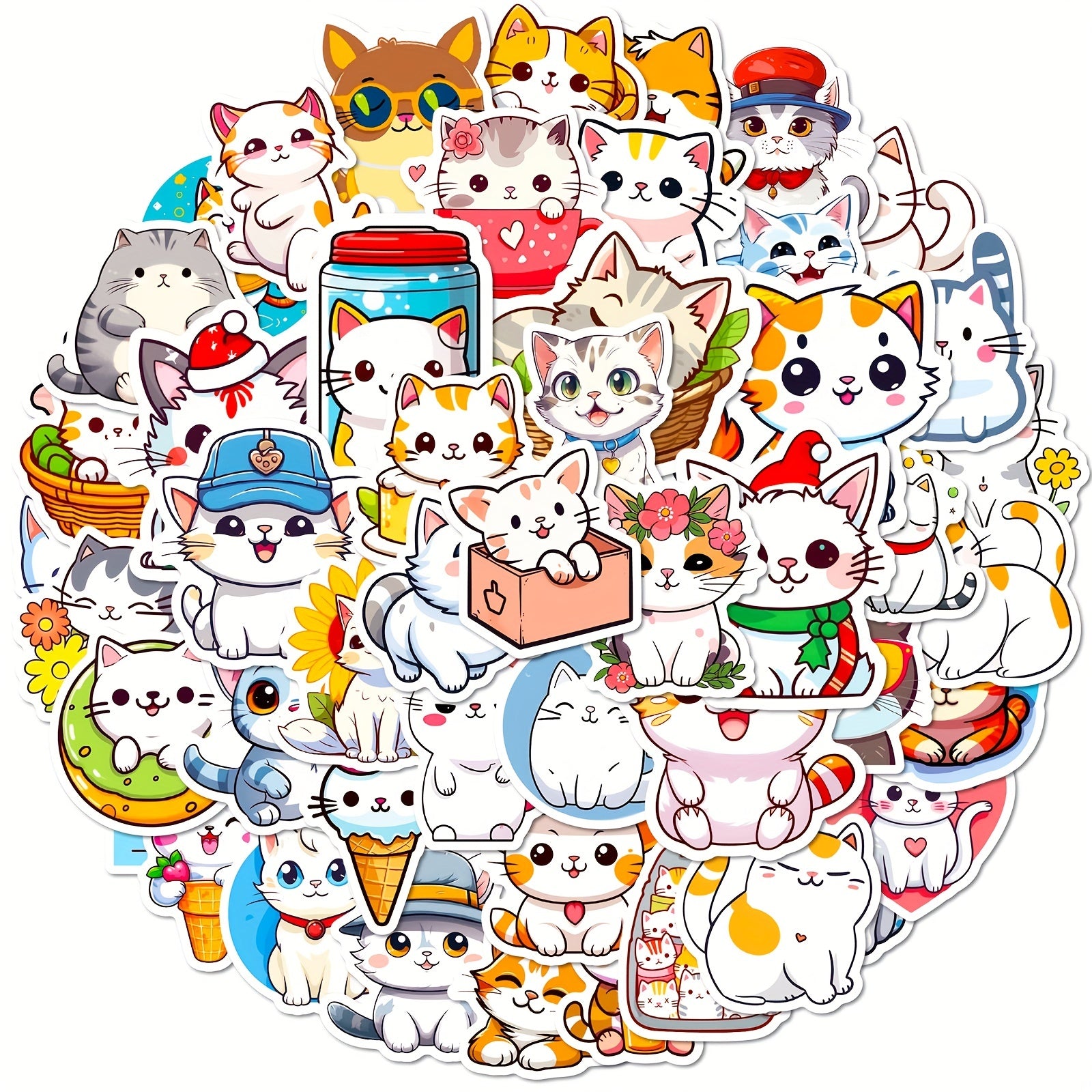50pcs Cat Stickers Waterproof DIY Decoration Women Men Student Teacher