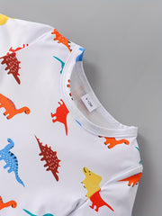 2pcs Baby Boys Dinosaur Print T shirt & Shorts Set
