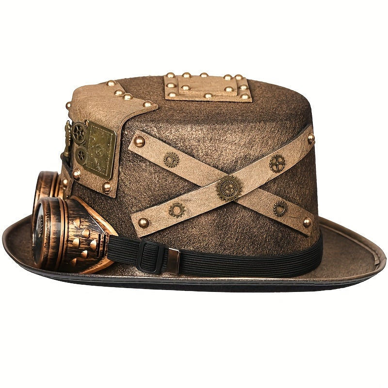 Steampunk Golden Hat With Goggles Stage Performance Halloween Cosplay