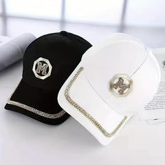 Rhinestone M Label Baseball Cap Lightweight Adjustable Golf Sun Hat