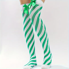 Stripe Long Socks Bow Knee Over Knee Long Socks