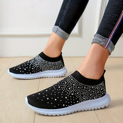 Women's Rhinestone Sock Shoes Low Top Slip On Sports Shoes