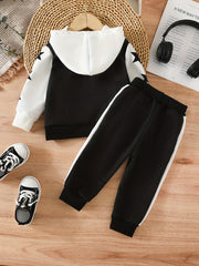 2pcs Baby Hooded Sweatshirt & Pants Sports Set
