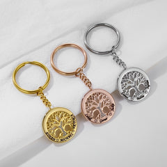 Personalized Tree Of Life Names Keychain with Birthday Stone