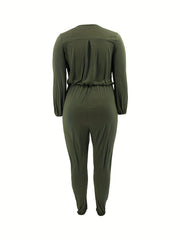 Solid Lantern Sleeve Jogger Jumpsuit