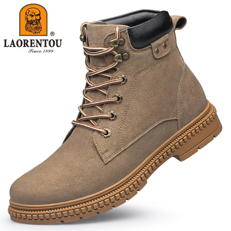 Men's Combat Boots Padded Collar Lace-up Walking Shoes Army Boots