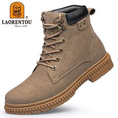 Men's Combat Boots Padded Collar Lace-up Walking Shoes Army Boots