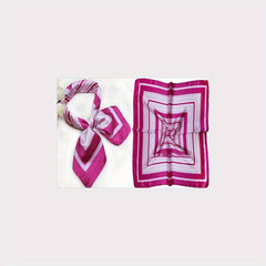 Classic Striped Square Scarf Satin Neckerchief Bandana Women Head Wrap