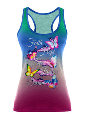 Butterfly Print Sleeveless T Shirt Women's Tops