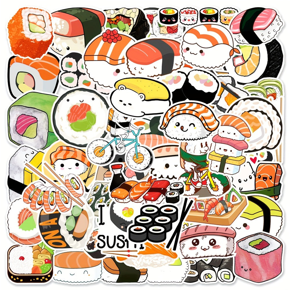 50pcs Sushi Graffiti Series Stickers Waterproof DIY Diary Sticker Pack