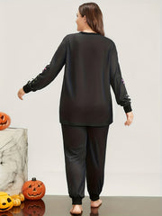 Skeleton Print Long Sleeve Top & Pants Pajama Set