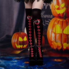 Lip Print Over The Knee Socks Women's Stockings