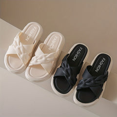 Cross Strap Slides Soft Sole Pillow Slides Casual Platform Shoes