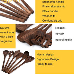 6pcs Walnut Wood Kitchen Utensils Set for Cooking