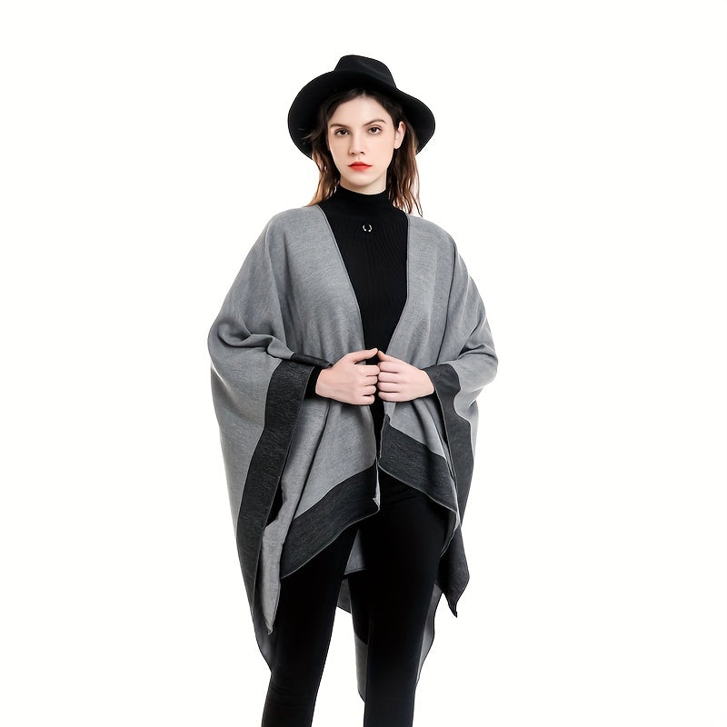 Cashmere Shawl Solid Warm Blanket Open Front Poncho Cape Casual Outdoor Shawl