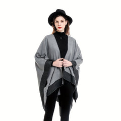 Cashmere Shawl Solid Warm Blanket Open Front Poncho Cape Casual Outdoor Shawl