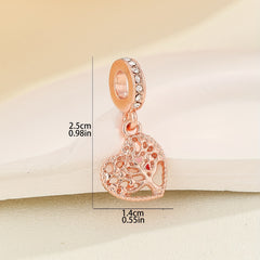 Rose Golden Alloy Heart Tree Pendant DIY Charms Supplies Jewelry