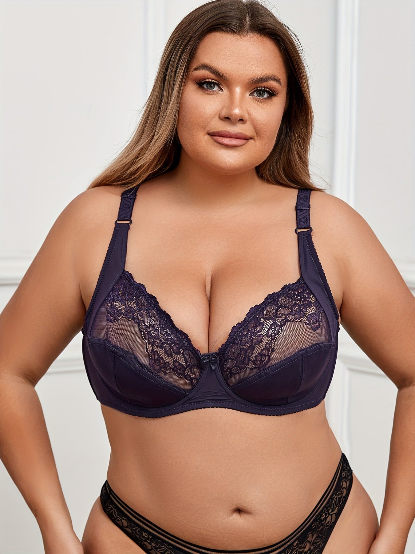 Sexy Bra Floral Lace Semi Sheer Bralette