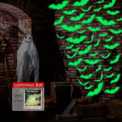 16pcs 3D Glow Dark Bat Halloween Decor Stickers Window Decals