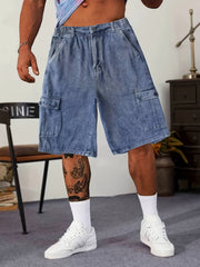 Men's Big Pockets Denim Shorts for Summer
