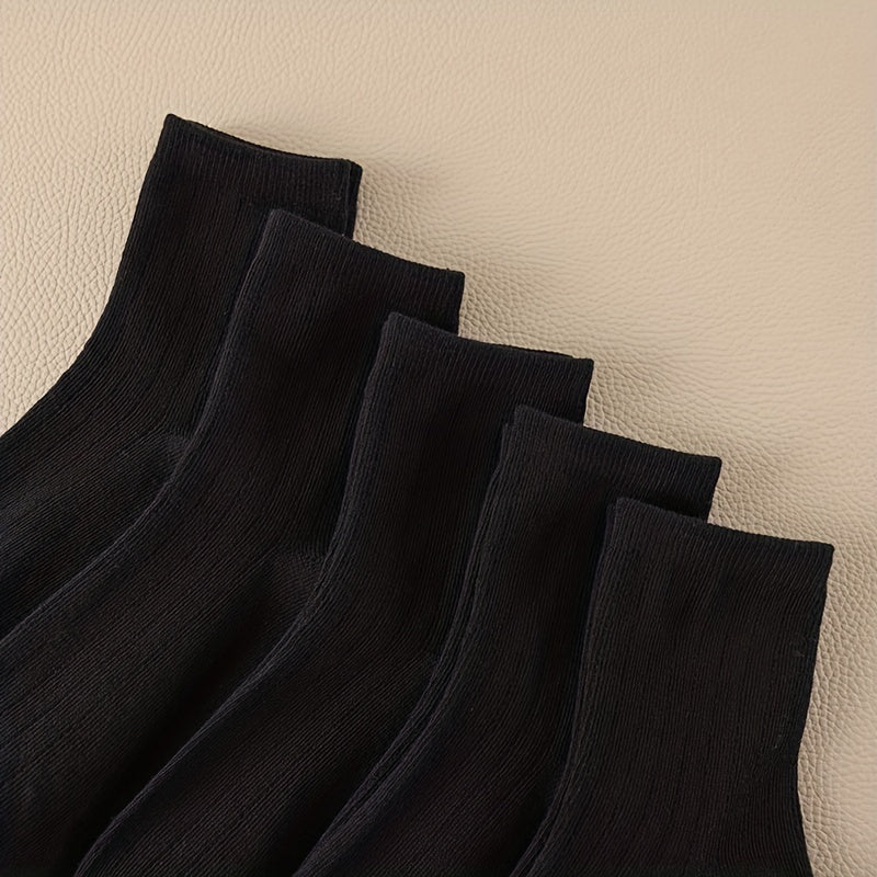 5 Pairs Crew Socks Comfy & Breathable Women's Mid Tube Stockings