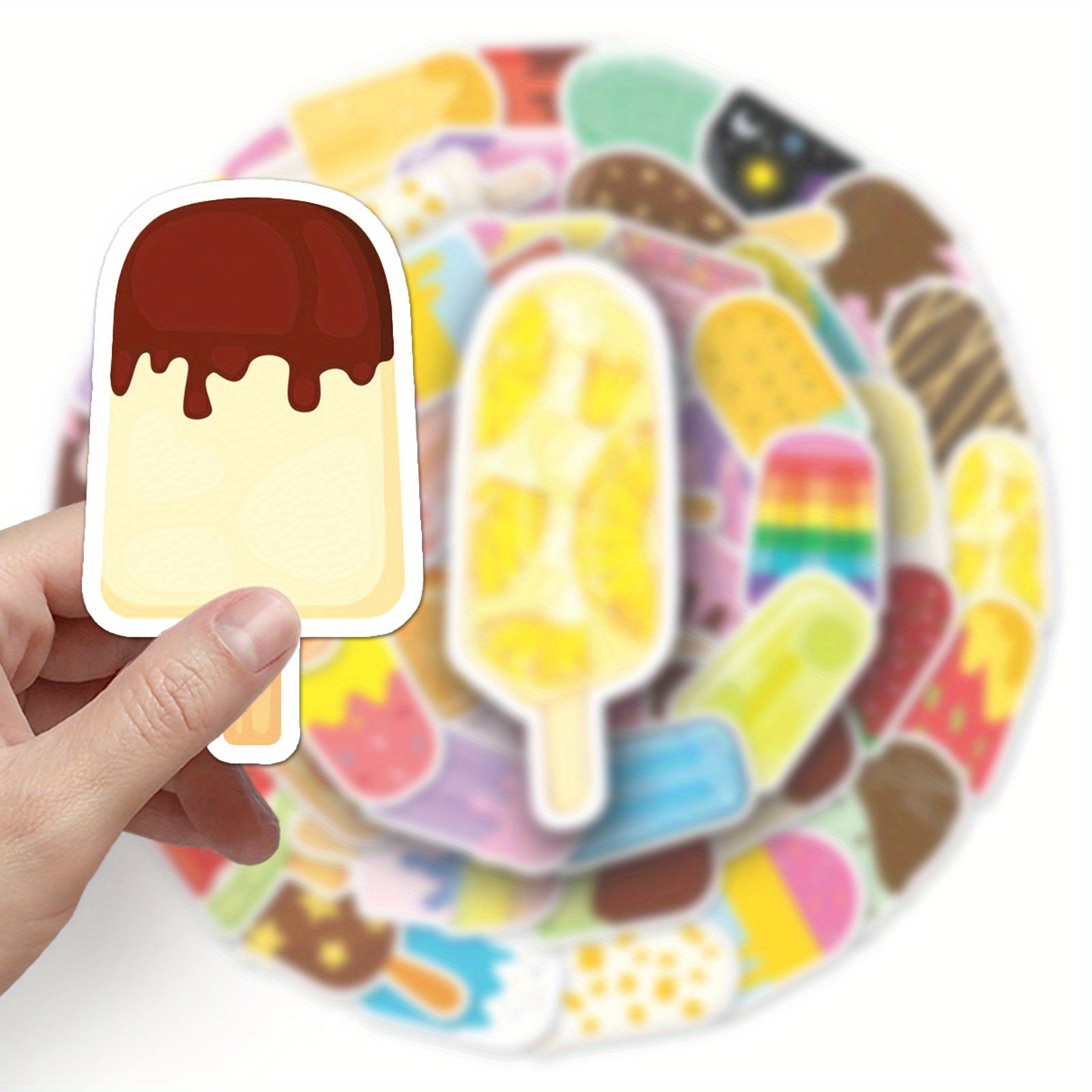 50pcs Colorful Popsicle Ice Cream Stickers for Laptops Water Bottles Skateboards