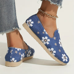 Women's Floral Print Loafers Slip On Canvas Shoes