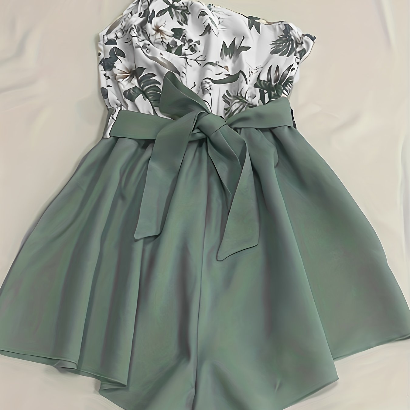 Floral Print One Shoulder Belted Romper Jumpsuit Casual Sleeveless