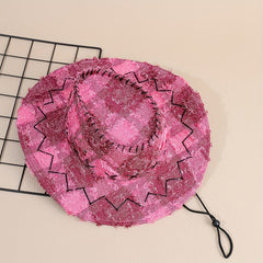 Plaid Cowboy Hat Rose Vintage Fedora Cap