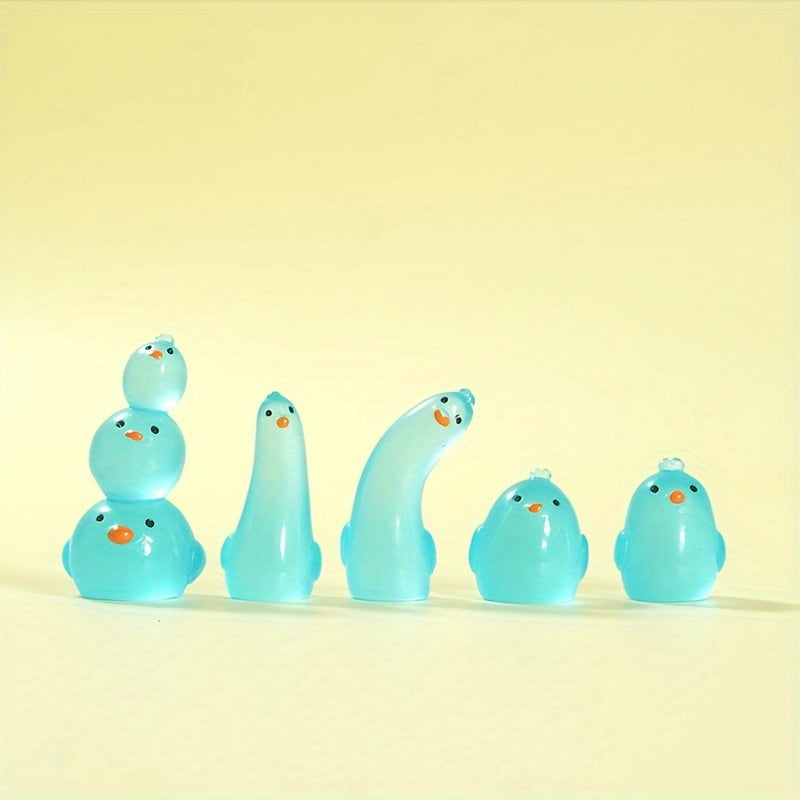 5pcs Luminous Chicken Decoration Resin Micro Landscape Ornament DIY Funny