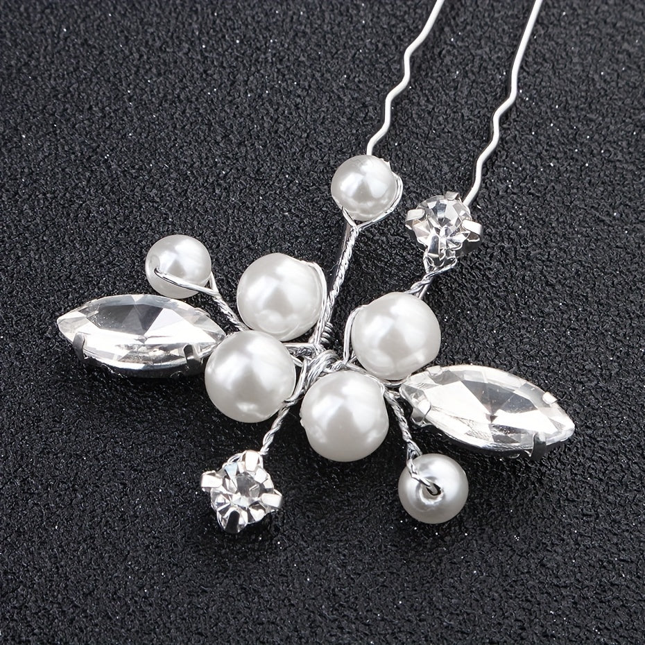 Faux Pearl & Rhinestone Hair Pin Wedding Accessory