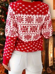 Colorblock Snowflake Print Christmas Sweater