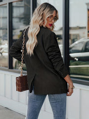 Double Breasted Blazer Lapel Long Sleeve Outerwear