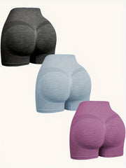 3 Pack Plus Size High Waist Skinny Fitness Yoga Shorts Set