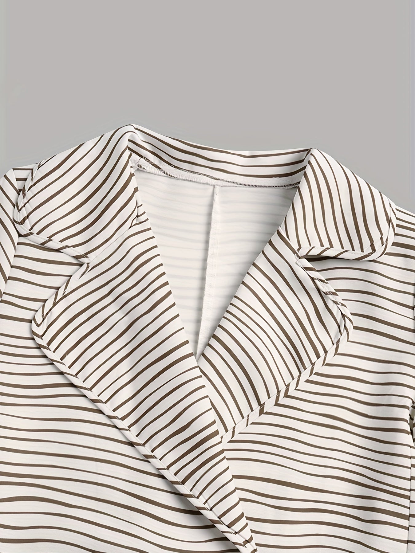 Striped Pattern Double Breasted Blazer Casual Lapel Neck Long Sleeve Blazer