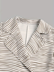Striped Pattern Double Breasted Blazer Casual Lapel Neck Long Sleeve Blazer